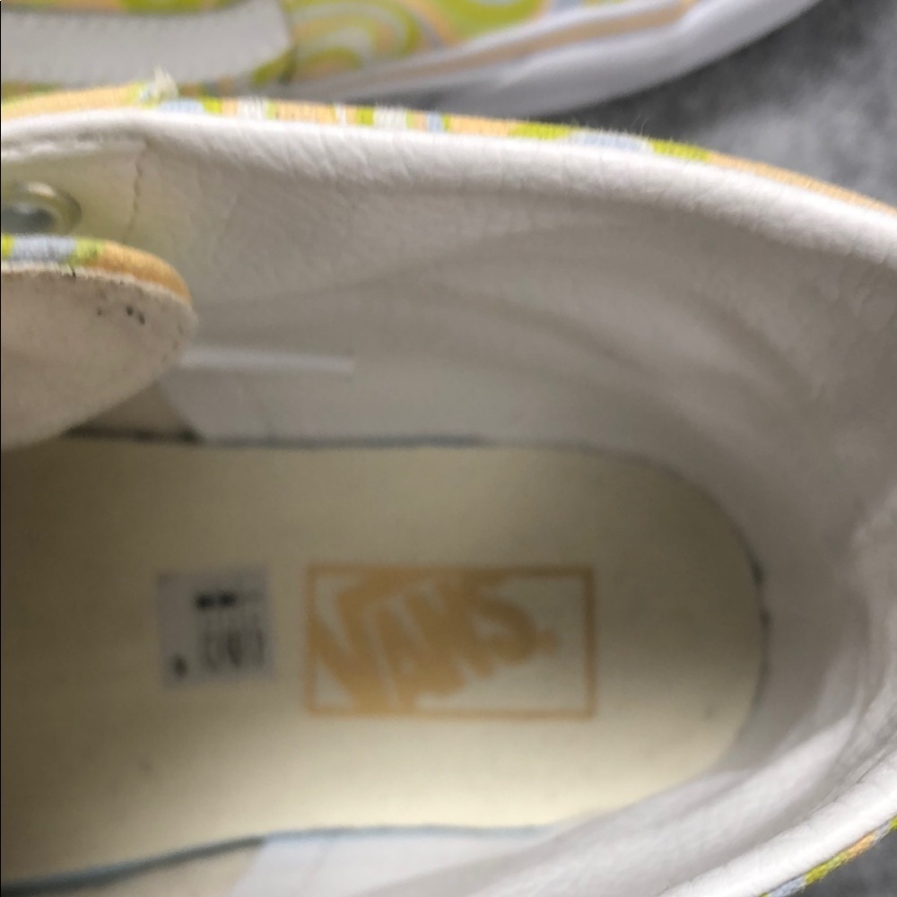 Vans Yellow and Green Swirl Patterned High-Top Sneakers - Picture 2 of 7